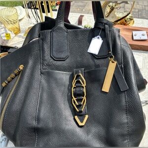 Vince Camuto Black Leather Tote Bag